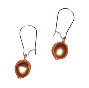 Champagne Baroque Pearl Handmade Earrings Stainless Steel Ear Wires Glass Pearls